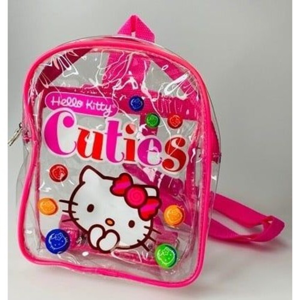 RARE Vintage Y2K 2003 Sanrio Hello Kitty Cutie Sm Backpack Purse Bag Clear Pink
